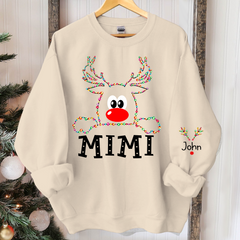 Lofaris Personalized Mimi Reindeer Light Christmas Sweatshirt