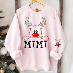 Lofaris Personalized Mimi Reindeer Light Christmas Sweatshirt