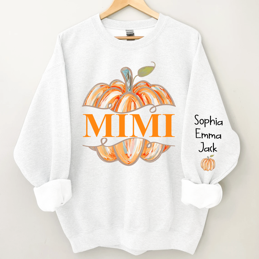 Lofaris Personalized Mimi Watercolor Pumpkin Sweatshirt