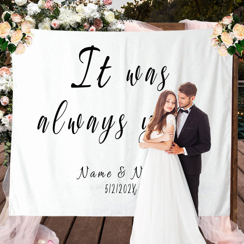 Lofaris Personalized Modern Minimalist Wedding Backdrop for Ceremony