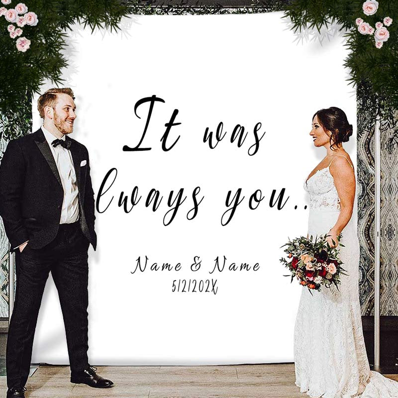 Lofaris Personalized Modern Minimalist Wedding Backdrop for Ceremony