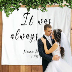 Lofaris Personalized Modern Minimalist Wedding Backdrop for Ceremony