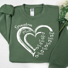 Lofaris Personalized Mom Grandma Heart And Grandkids Sweatshirt