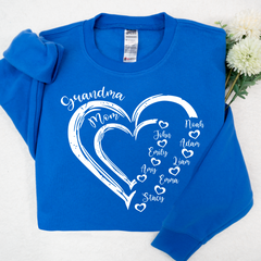 Lofaris Personalized Mom Grandma Heart And Grandkids Sweatshirt