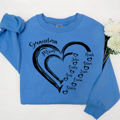 Lofaris Personalized Mom Grandma Heart And Grandkids Sweatshirt