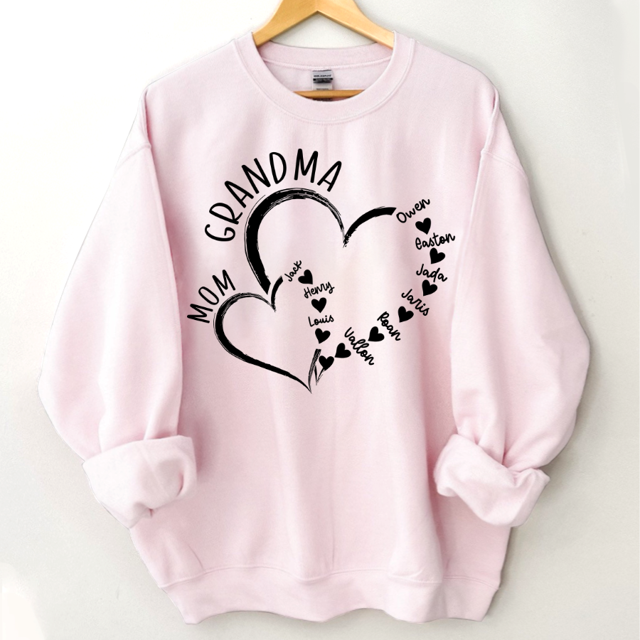 Lofaris Personalized Mom Grandma Hearts Love Sweatshirt