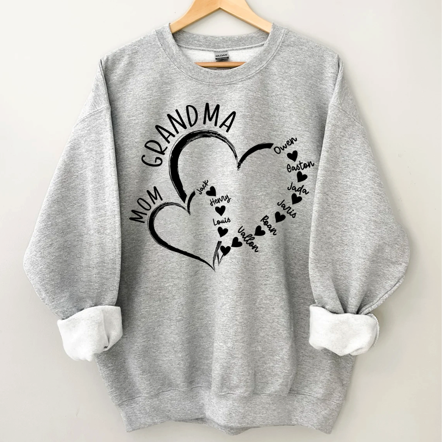 Lofaris Personalized Mom Grandma Hearts Love Sweatshirt