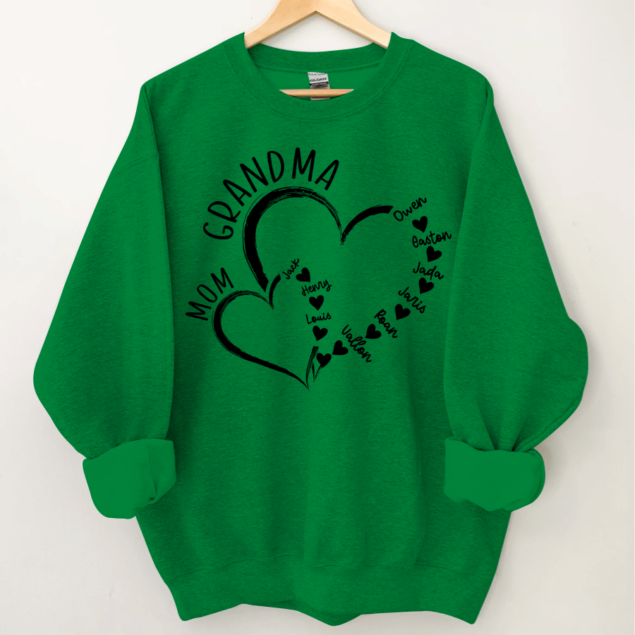 Lofaris Personalized Mom Grandma Hearts Love Sweatshirt