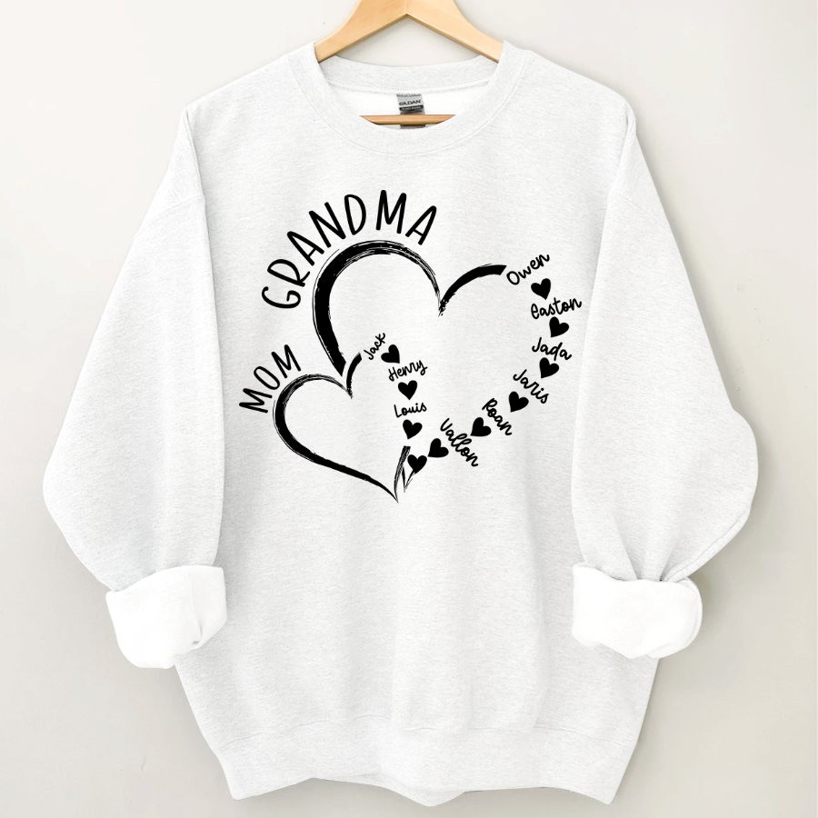 Lofaris Personalized Mom Grandma Hearts Love Sweatshirt