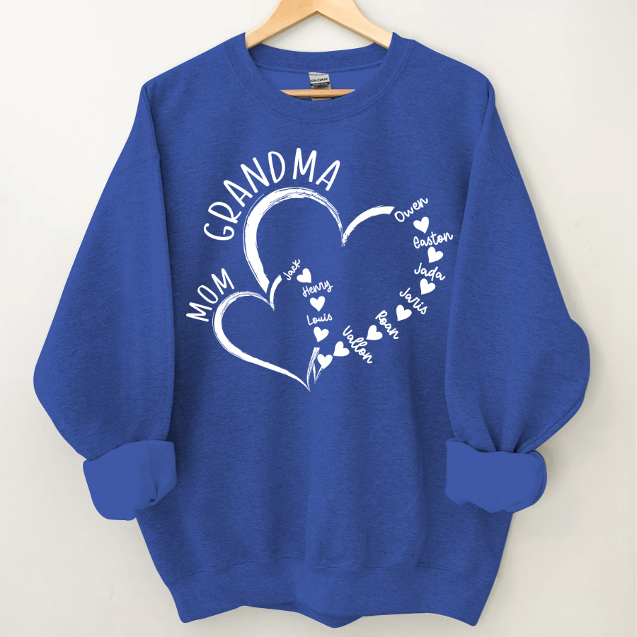 Lofaris Personalized Mom Grandma Hearts Love Sweatshirt
