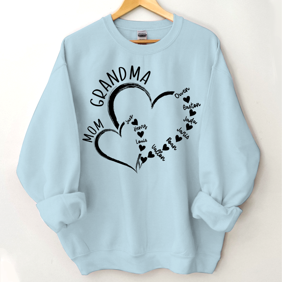 Lofaris Personalized Mom Grandma Hearts Love Sweatshirt