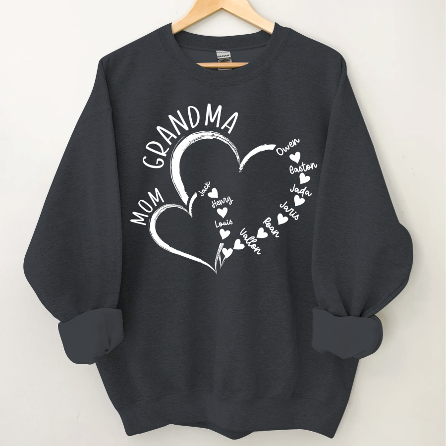 Lofaris Personalized Mom Grandma Hearts Love Sweatshirt