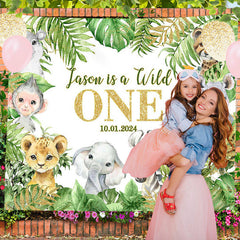 Lofaris Personalized Monstera Animals 1st Birthday Backdrop