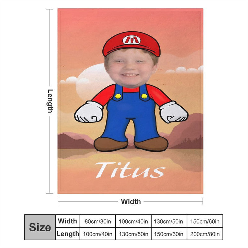 Lofaris Personalized Mountain Sun Summer Boy Face Blanket