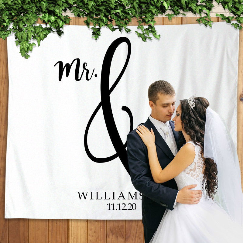 Lofaris Personalized Mr And Mrs Welcome Wedding Backdrop