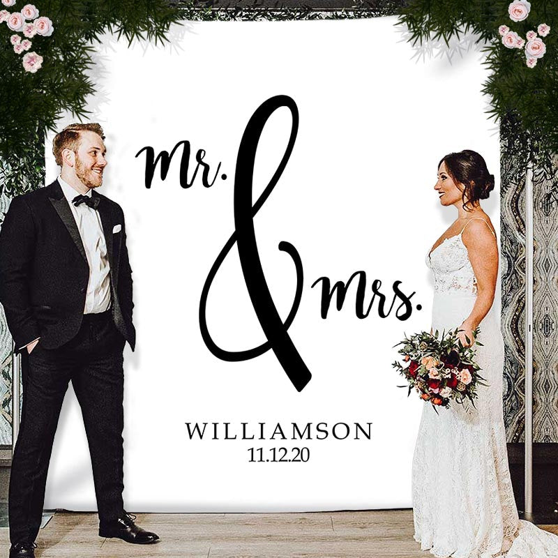 Lofaris Personalized Mr And Mrs Welcome Wedding Backdrop