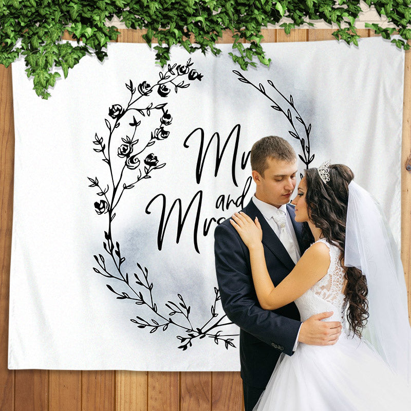Lofaris Personalized Mystical Floral Mr And Mrs Wedding Backdrop