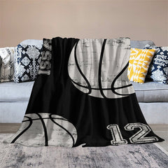 Lofaris Personalized Name Basketball Sports Black Blanket