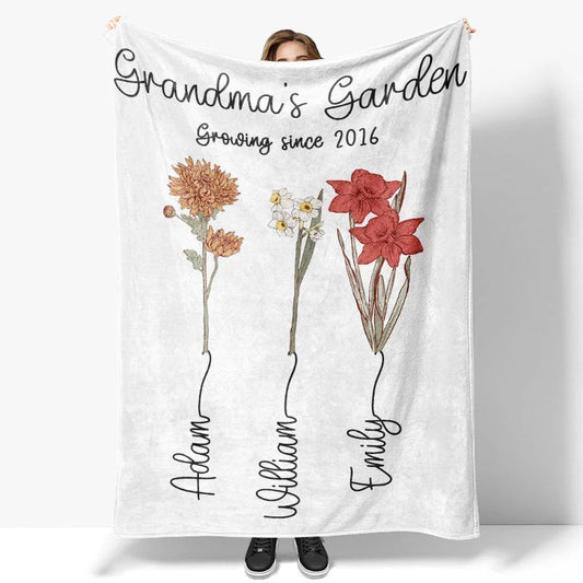 Lofaris Personalized Name Birth Flower Blanket Grandma Gifts