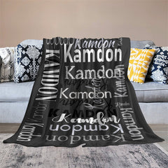 Lofaris Personalized Name Black Blanket For Adult Kid Gift