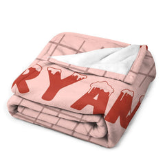 Lofaris Personalized Name Chic Pink Checkered Lines Blanket