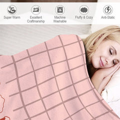 Lofaris Personalized Name Chic Pink Checkered Lines Blanket