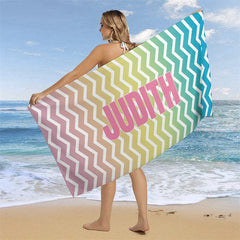 Lofaris Personalized Name Colorful Beach Towel for Kids Gifts