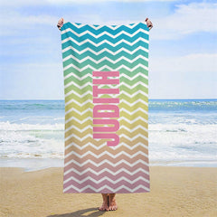 Lofaris Personalized Name Colorful Beach Towel for Kids Gifts