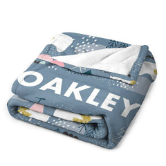 Lofaris Personalized Name Cute Polar Bear Snow Forest Blanket