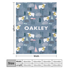 Lofaris Personalized Name Cute Polar Bear Snow Forest Blanket