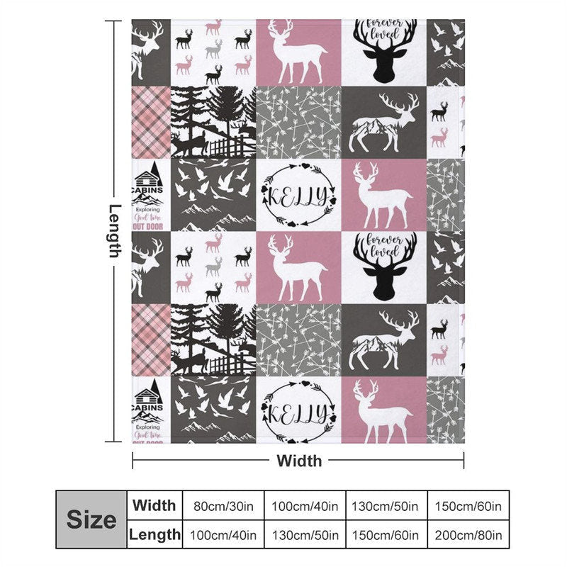 Lofaris Personalized Name Elk Woodland Animal Warm Blanket