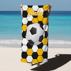 Lofaris Personalized Name Football Sprots Boy Beach Towel