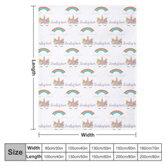 Lofaris Personalized Name Girls Blanket With Unicorn Rainbow