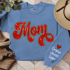 Lofaris Mom Glitter Christmas Custom With Kids Gift For TH Sweatshirt