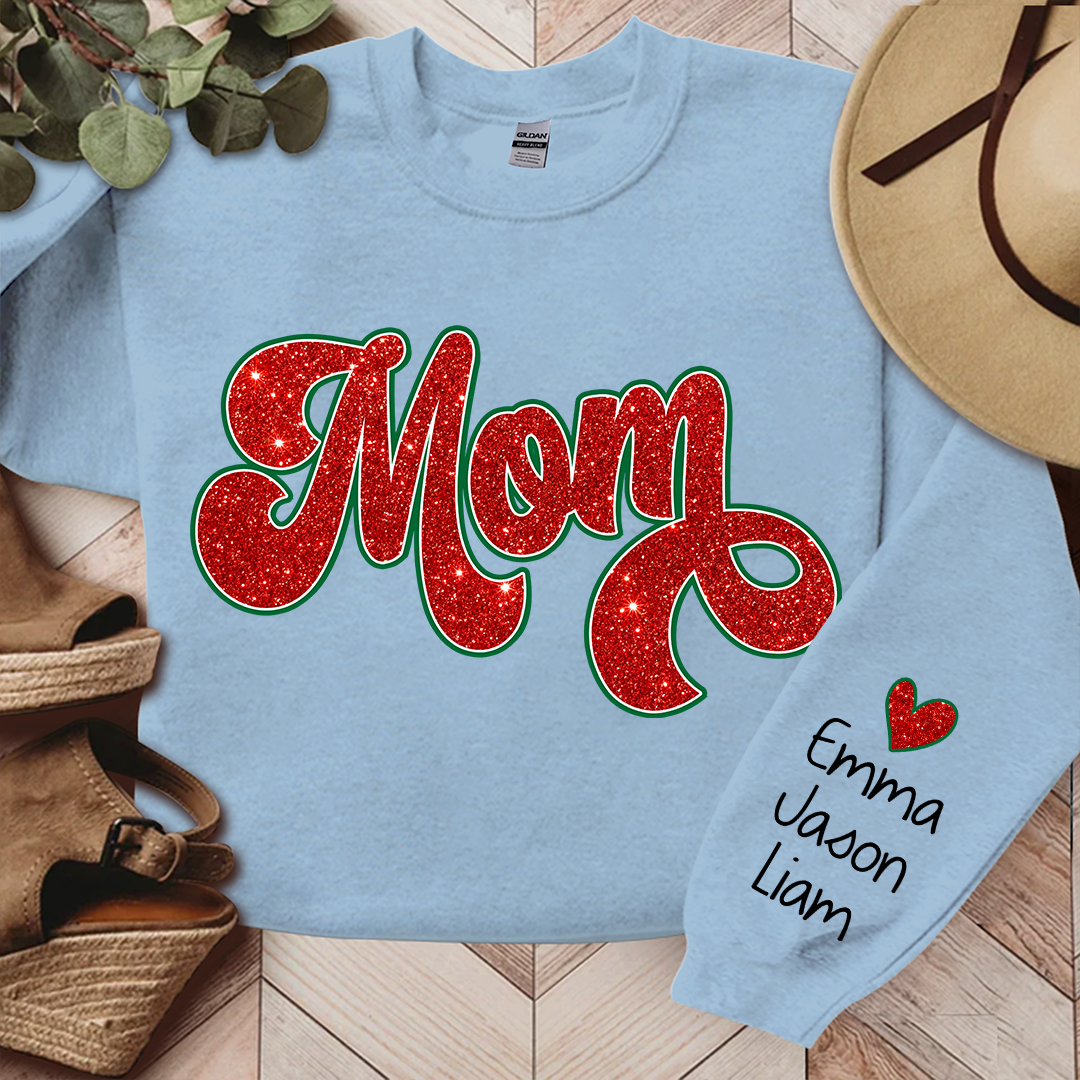 Lofaris Mom Glitter Christmas Custom With Kids Gift For TH Sweatshirt
