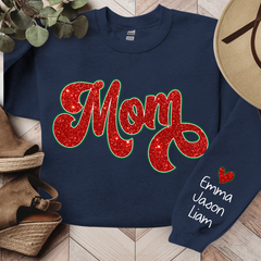Lofaris Mom Glitter Christmas Custom With Kids Gift For TH Sweatshirt