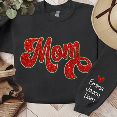 Lofaris Mom Glitter Christmas Custom With Kids Gift For TH Sweatshirt