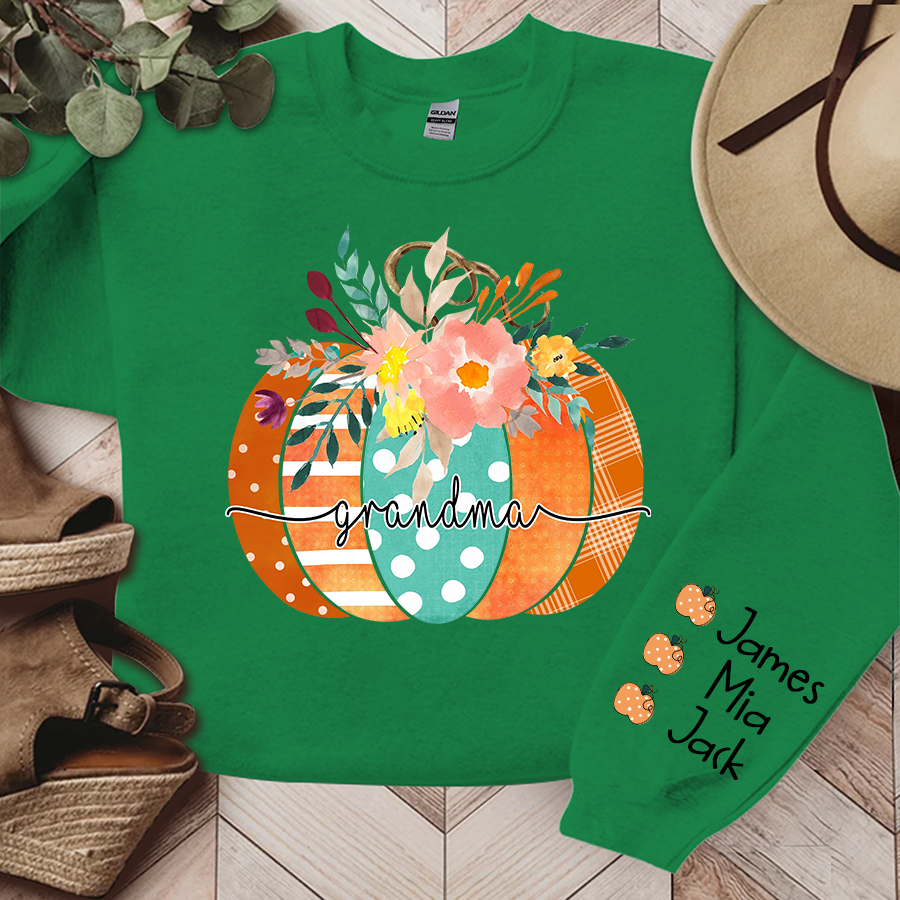 Lofaris Personalized Name Grandma Pumpkin Autumn Sweatshirt