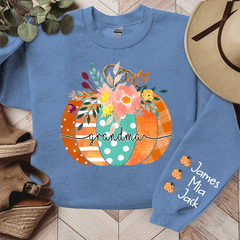 Lofaris Personalized Name Grandma Pumpkin Autumn Sweatshirt