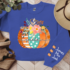 Lofaris Personalized Name Grandma Pumpkin Autumn Sweatshirt