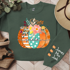 Lofaris Personalized Name Grandma Pumpkin Autumn Sweatshirt