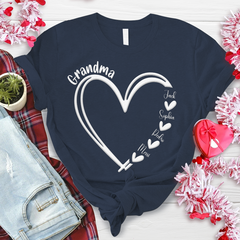 Lofaris Personalized Name Heart Grandma And Kids T - Shirt