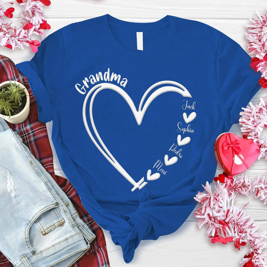 Lofaris Personalized Name Heart Grandma And Kids T - Shirt