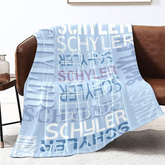Lofaris Personalized Name Light Blue Gifts Soft Blanket