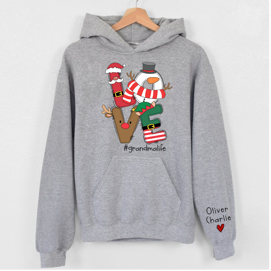 Lofaris Personalized Name Love Grandma Life Christmas Hoodie