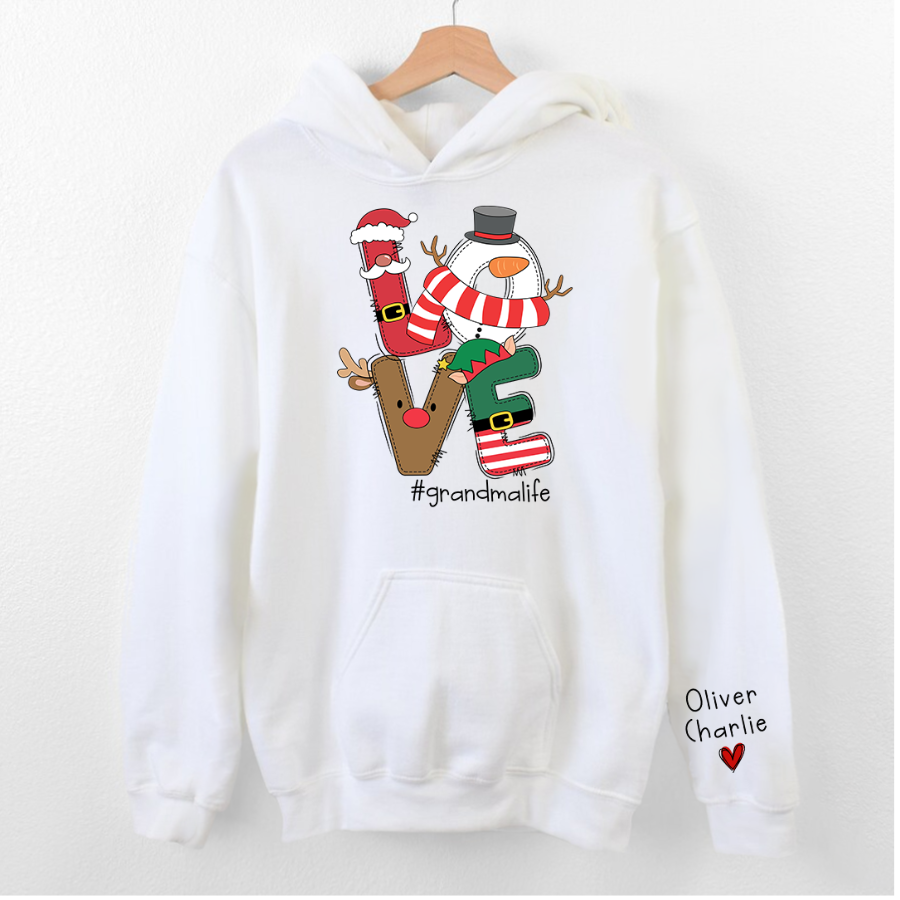 Lofaris Personalized Name Love Grandma Life Christmas Hoodie