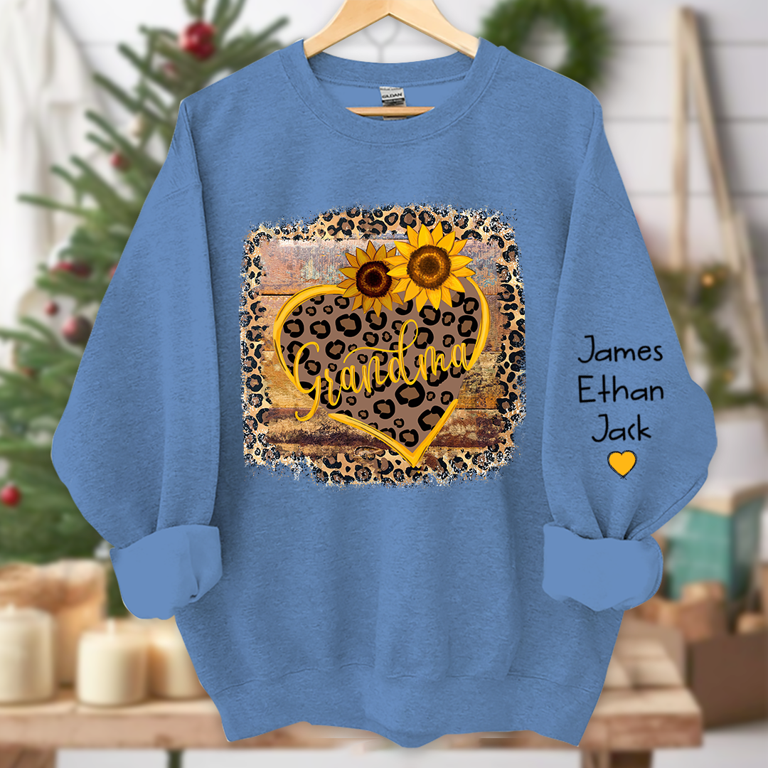 Lofaris Personalized Name Mimi Heart Sunflower Sweatshirt