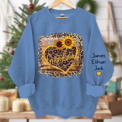 Lofaris Personalized Name Mimi Heart Sunflower Sweatshirt