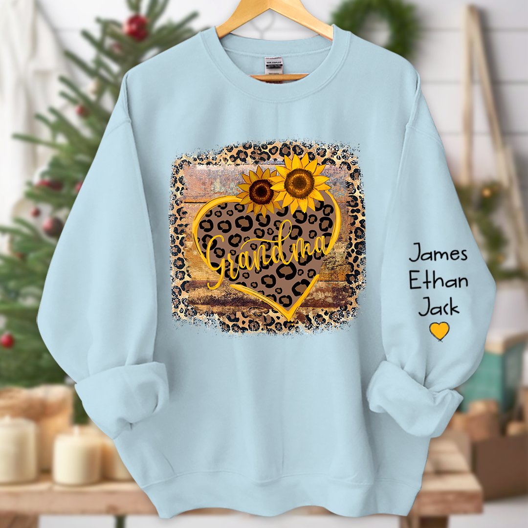 Lofaris Personalized Name Mimi Heart Sunflower Sweatshirt