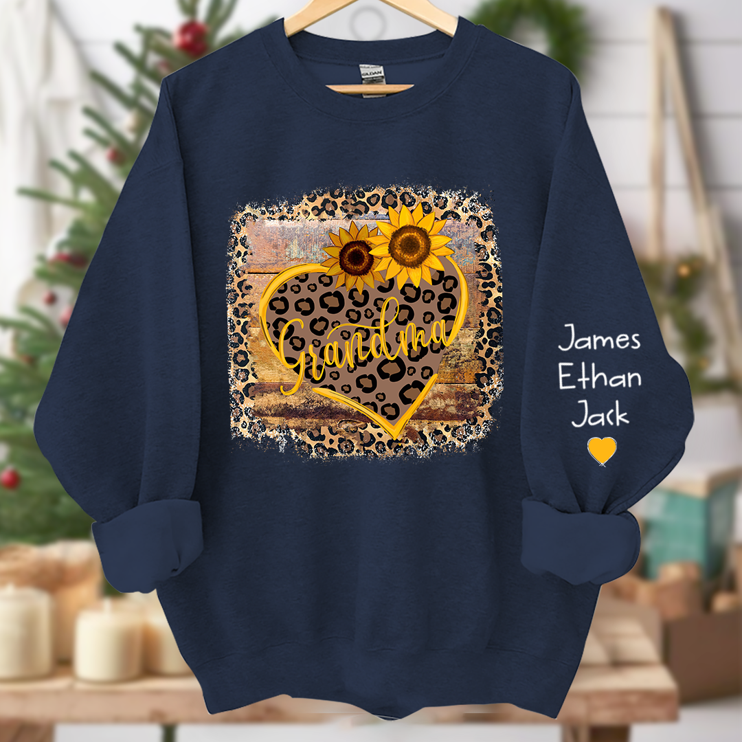 Lofaris Personalized Name Mimi Heart Sunflower Sweatshirt
